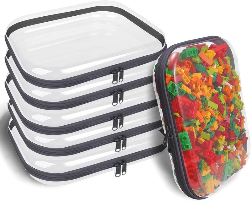 honitty Clear Hard Shell Zipper Case,6PCS Transparent Clear Zipper Pouches,Hard Side Plastic Case Set,Portable Travel Storage Organizer Bins - Image 1